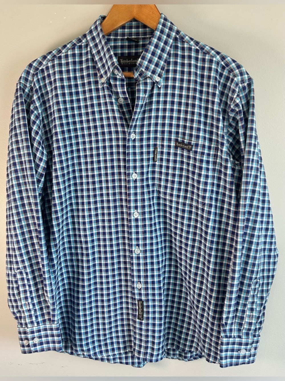 Vintage Timberland Mens Button Down Shirt Weathergear Plaid Sz M Made In USA EUC